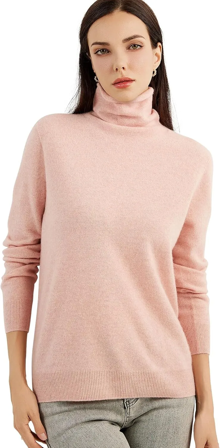 100% Pure Cashmere Women's Sweater Turtleneck Long Sleeve Warm Soft 2025 Fall Winter Knit Pullover