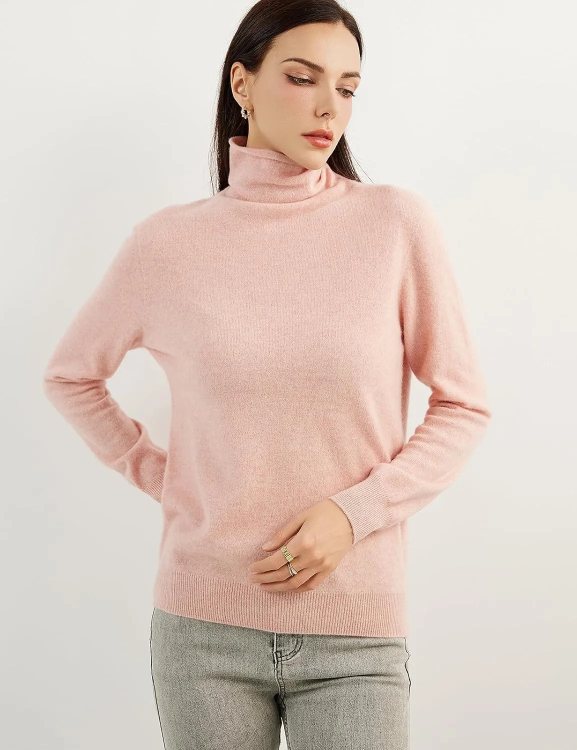 100% Pure Cashmere Women's Sweater Turtleneck Long Sleeve Warm Soft 2025 Fall Winter Knit Pullover