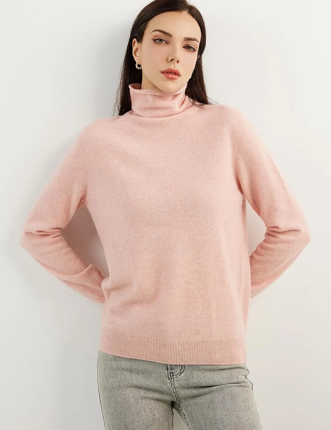 100% Pure Cashmere Women's Sweater Turtleneck Long Sleeve Warm Soft 2025 Fall Winter Knit Pullover