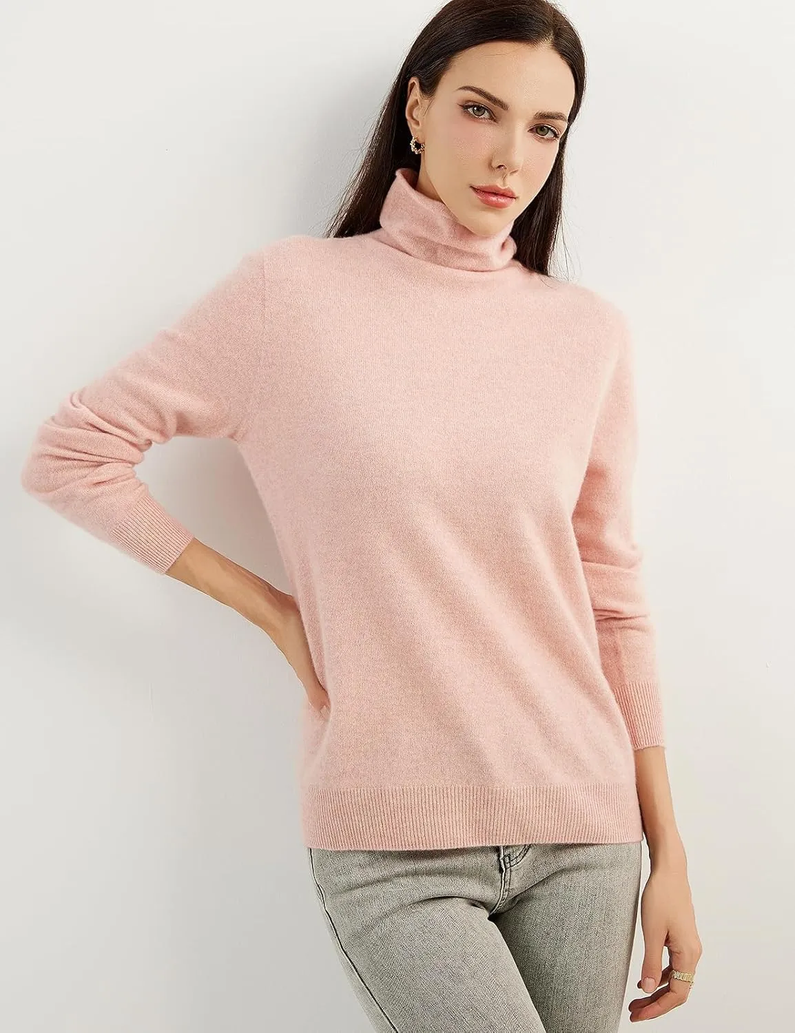 100% Pure Cashmere Women's Sweater Turtleneck Long Sleeve Warm Soft 2025 Fall Winter Knit Pullover