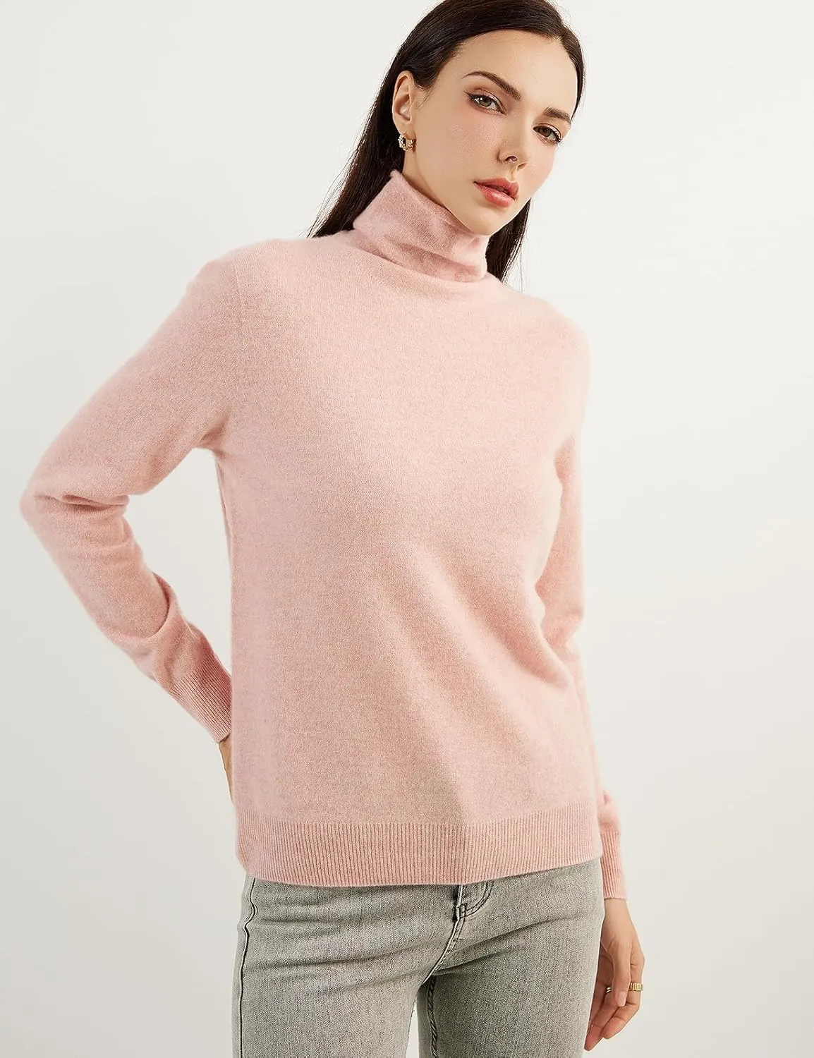 100% Pure Cashmere Women's Sweater Turtleneck Long Sleeve Warm Soft 2025 Fall Winter Knit Pullover