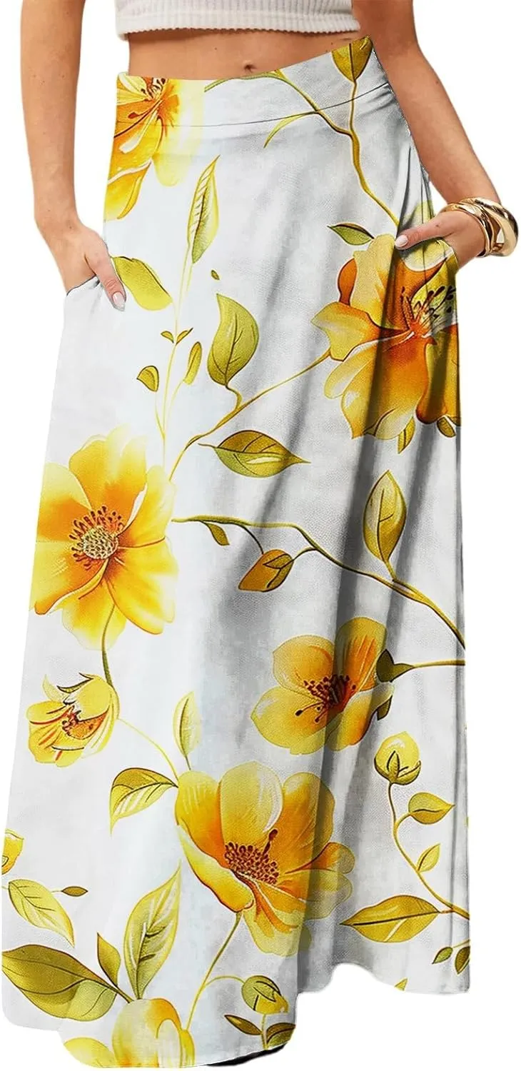 Boho Skirts for Women, Vacation Beach Casual Elegantes Summer Womens Skirts