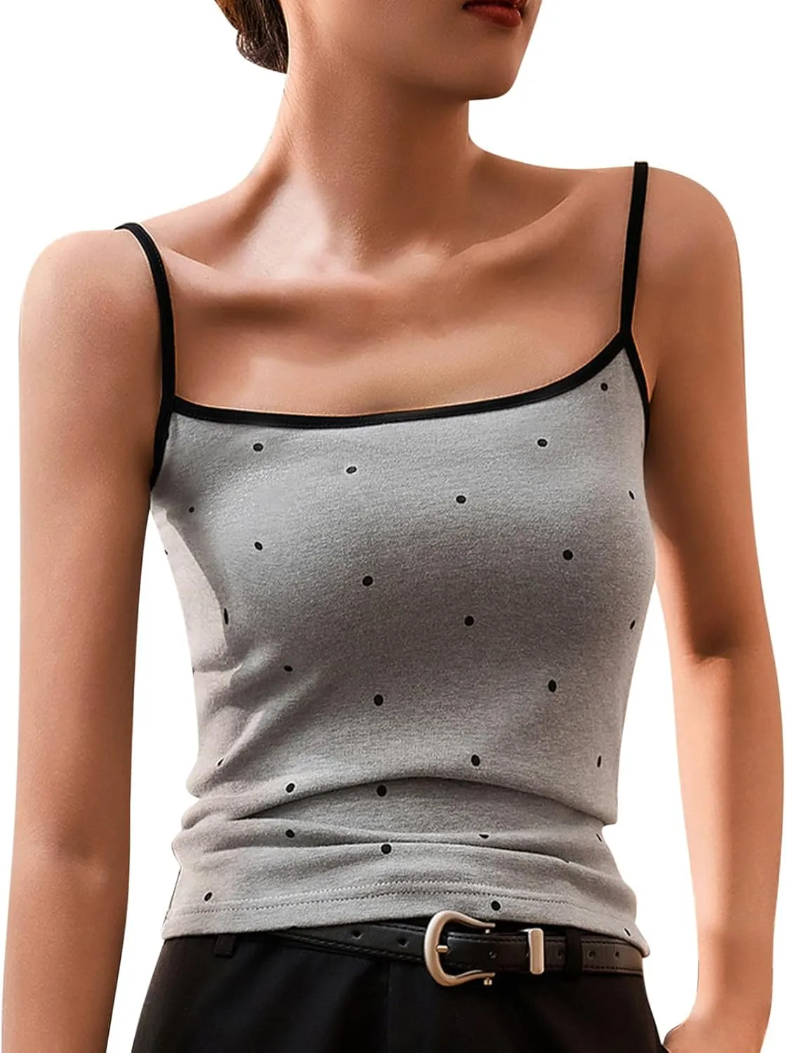 Cotton Tank Tops for Women Summer Sleeveless Square Neck Spaghetti Strap Blouse Casual Fashion Printed Yoga Camisole