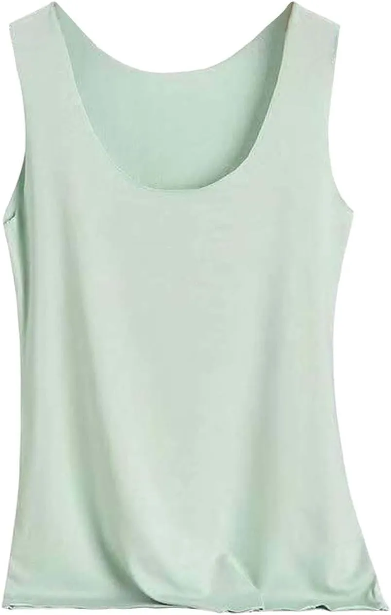 HGps8w 3-Pack Women's Sleeveless Ice Silk Tank Top Summer Basic Seamless Round Neck Undershirt Casual Camisole Tanks
