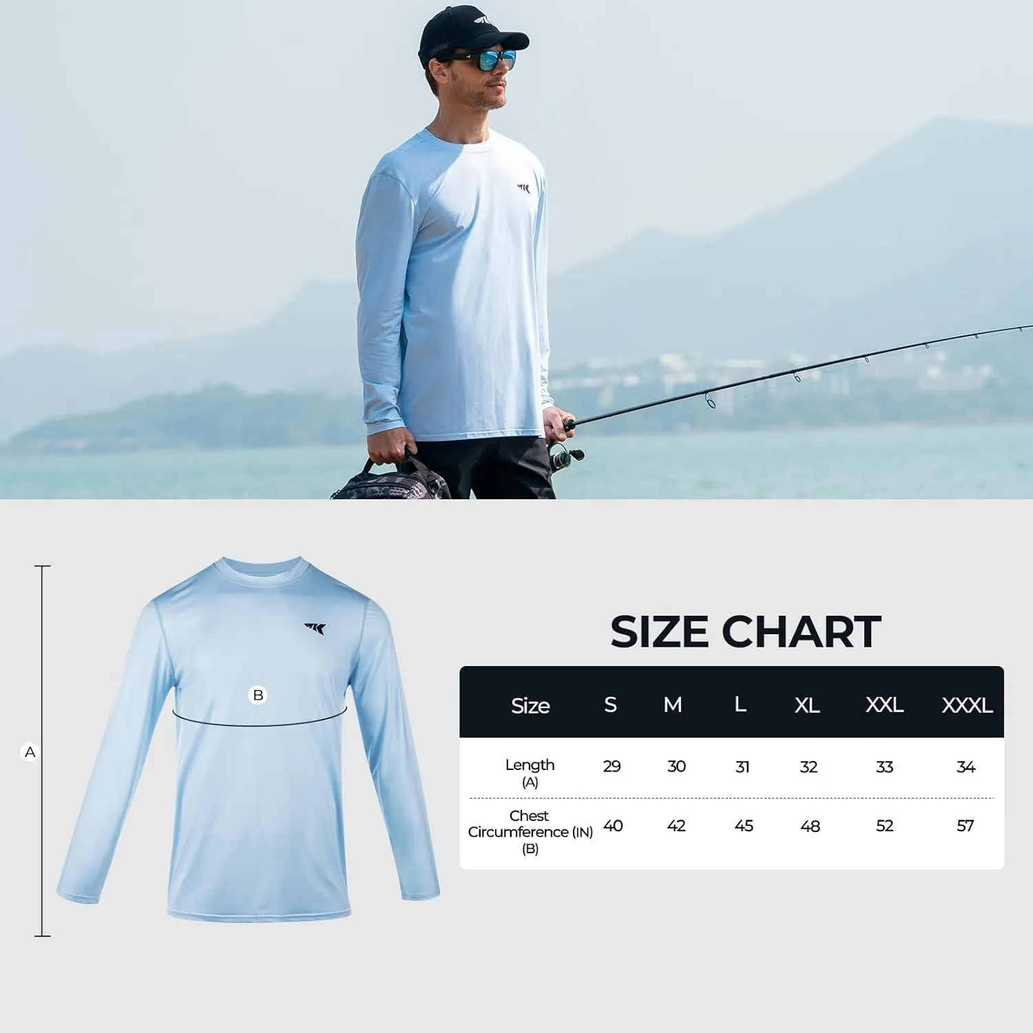 KastKing UPF 50 Fishing Shirts for Men, Long Sleeve Fishing Hiking Shirt, Breathable Moisture Wicking, Sun Shirts for Men