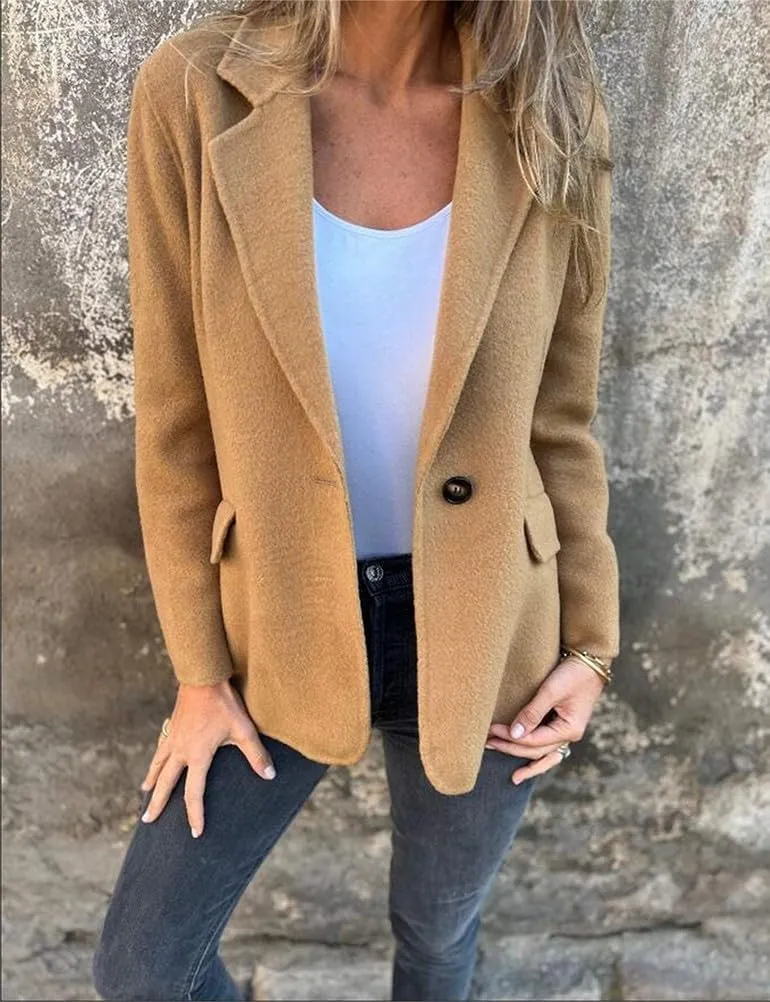 Kinghua Wool Coats for Women Trench Coat Long Sleeve Blazers for Work Casual Fall Winter Peacoat