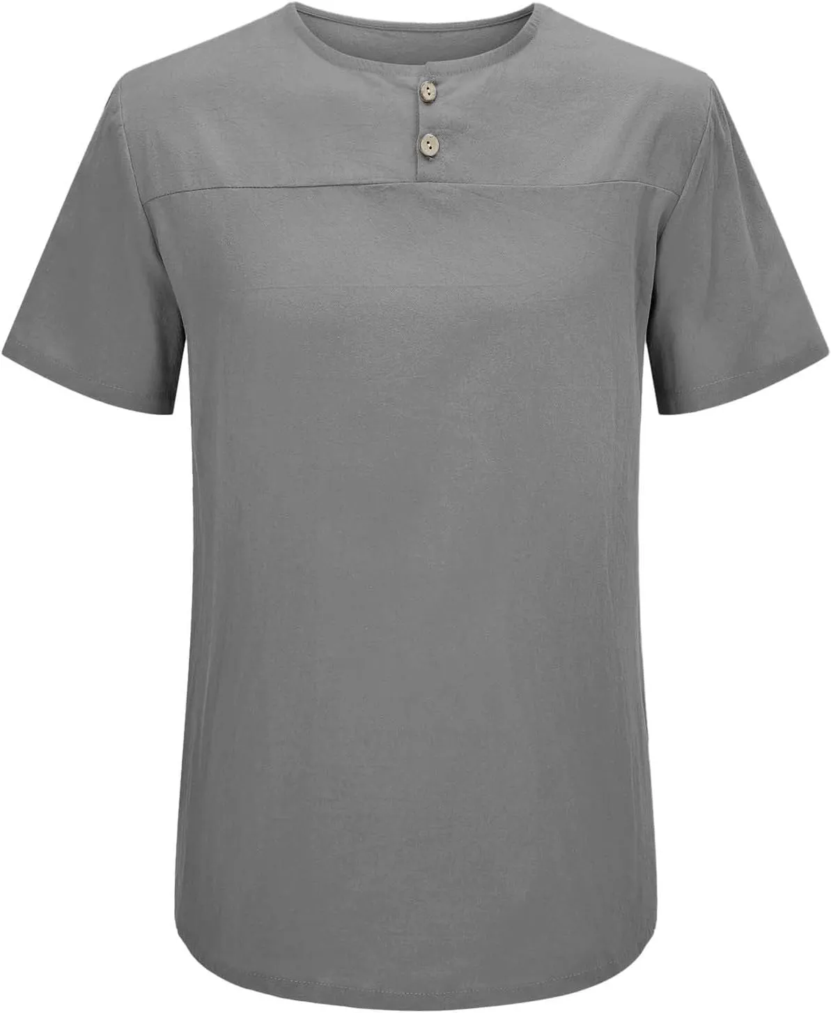 Linen Henley Shirt for Men Summer Solid Casual Trendy Tees Lightweight Breathable Athletic-Fit Button Up Beach Tops