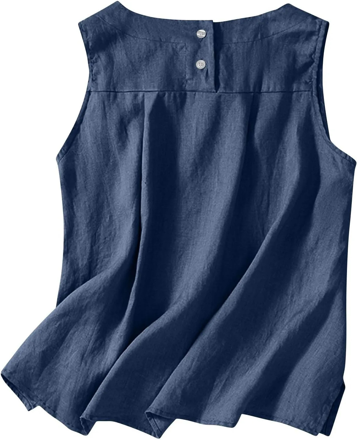 Linen Tank Tops for Women Cotton Summer Sleeveless Casual Cute Tops Y2k Going Out Outfits Button Back Beach Camisole