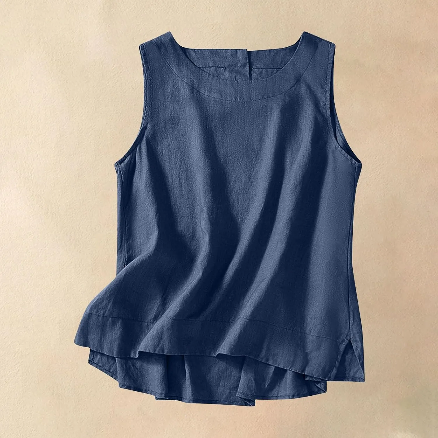 Linen Tank Tops for Women Cotton Summer Sleeveless Casual Cute Tops Y2k Going Out Outfits Button Back Beach Camisole