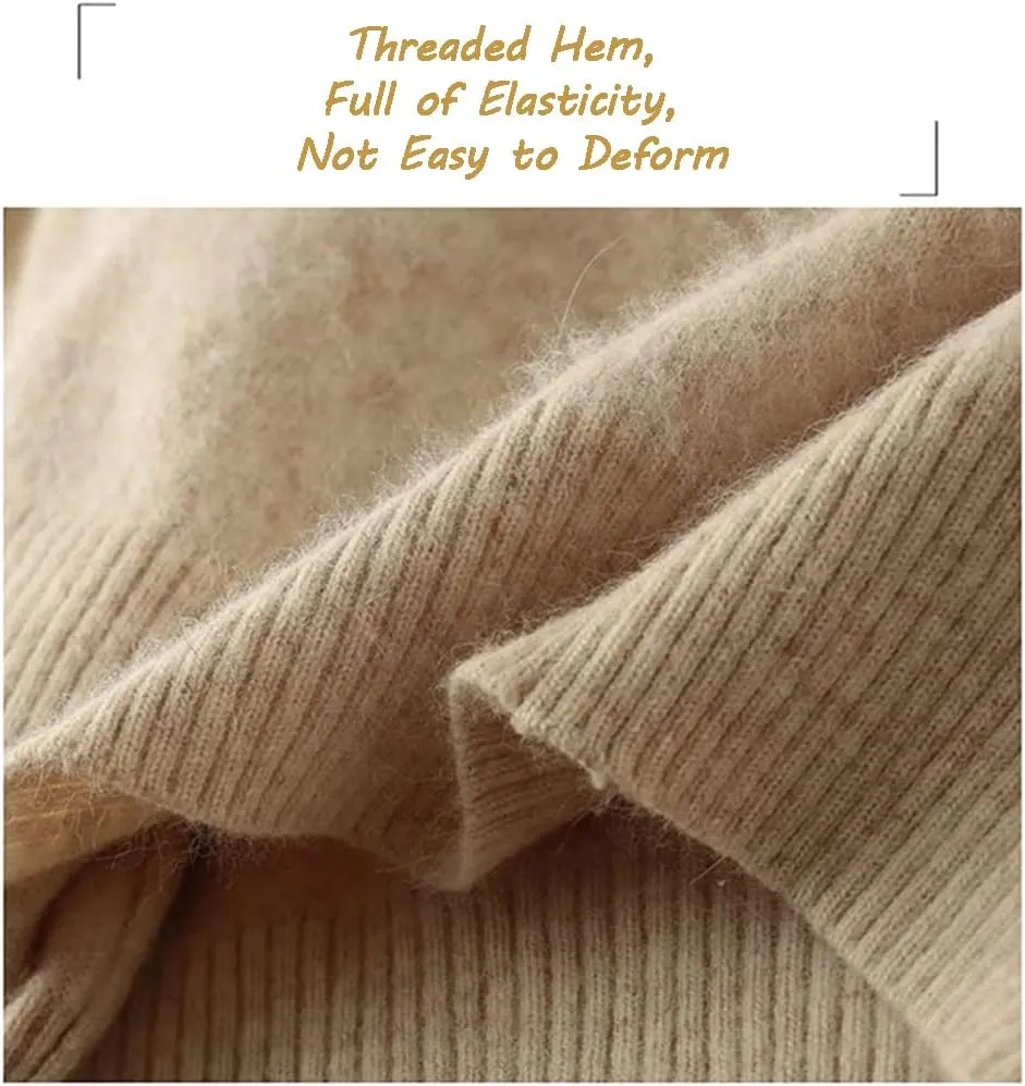 LOSD Cashmere Sweater for Women, Crewneck Solid Pullover Jumper Top