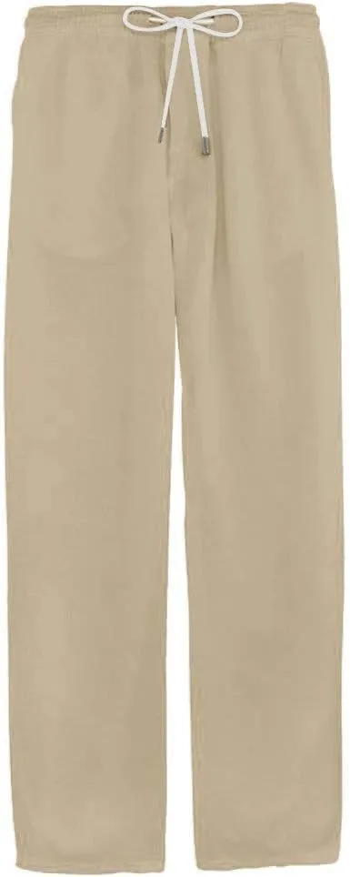 Mens Beach Linen Pants Big and Tall Summer Pants Casual Breathable Pants Elastic Waist Baggy Pants Loose Fit Pants