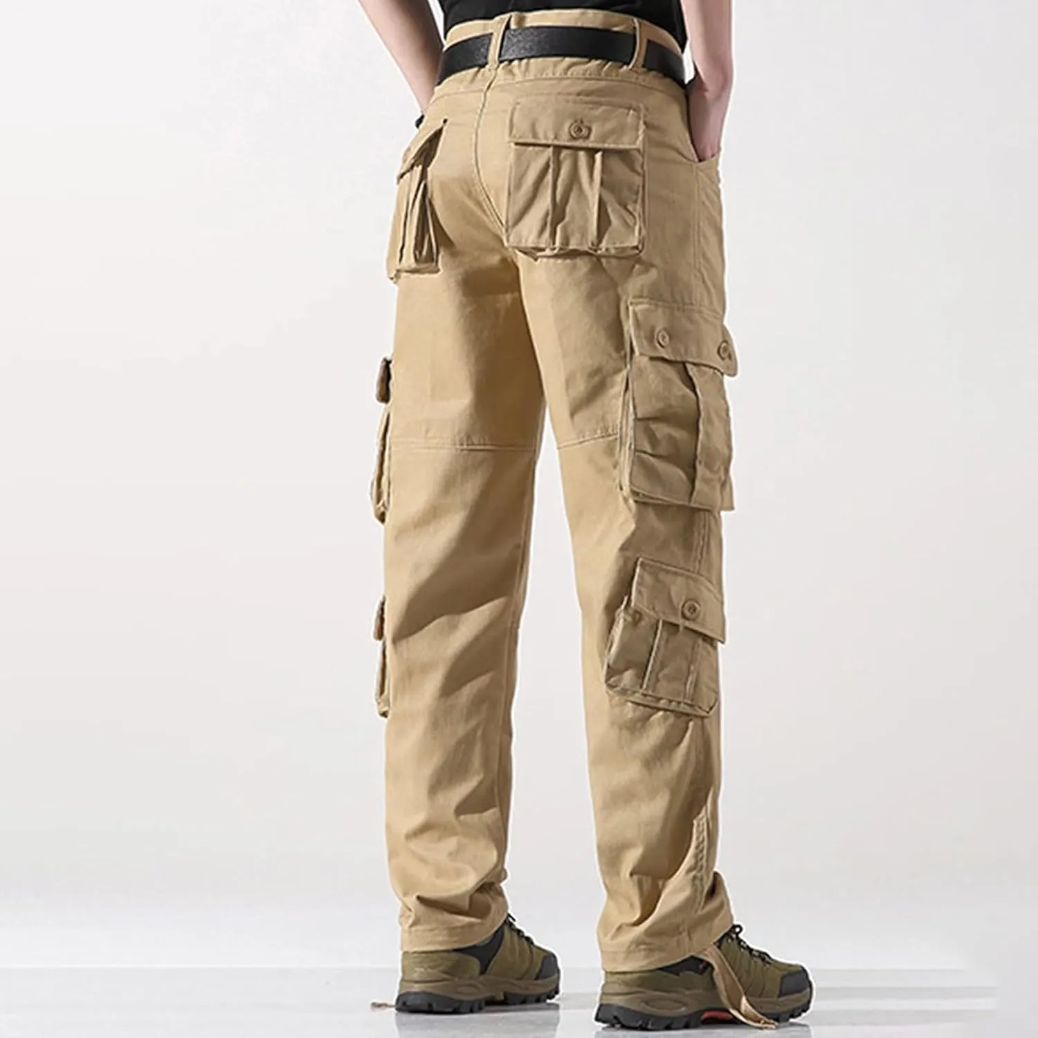 Mens Cargo Pants Khaki Cotton Pants Men Multi Pocket Cargo Pants for Men Extreme Motion Pants for Men Casual Men