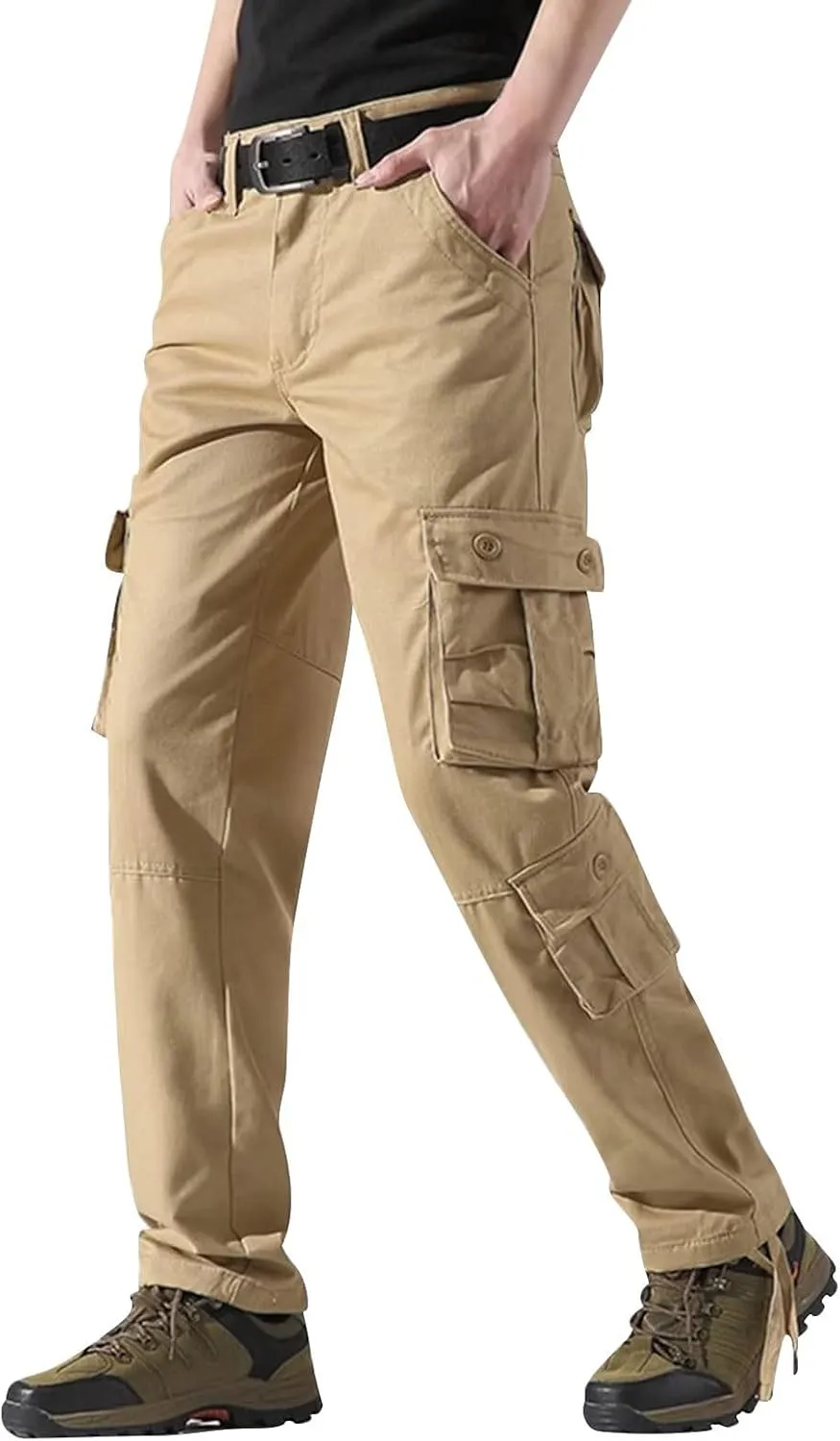 Mens Cargo Pants Khaki Cotton Pants Men Multi Pocket Cargo Pants for Men Extreme Motion Pants for Men Casual Men