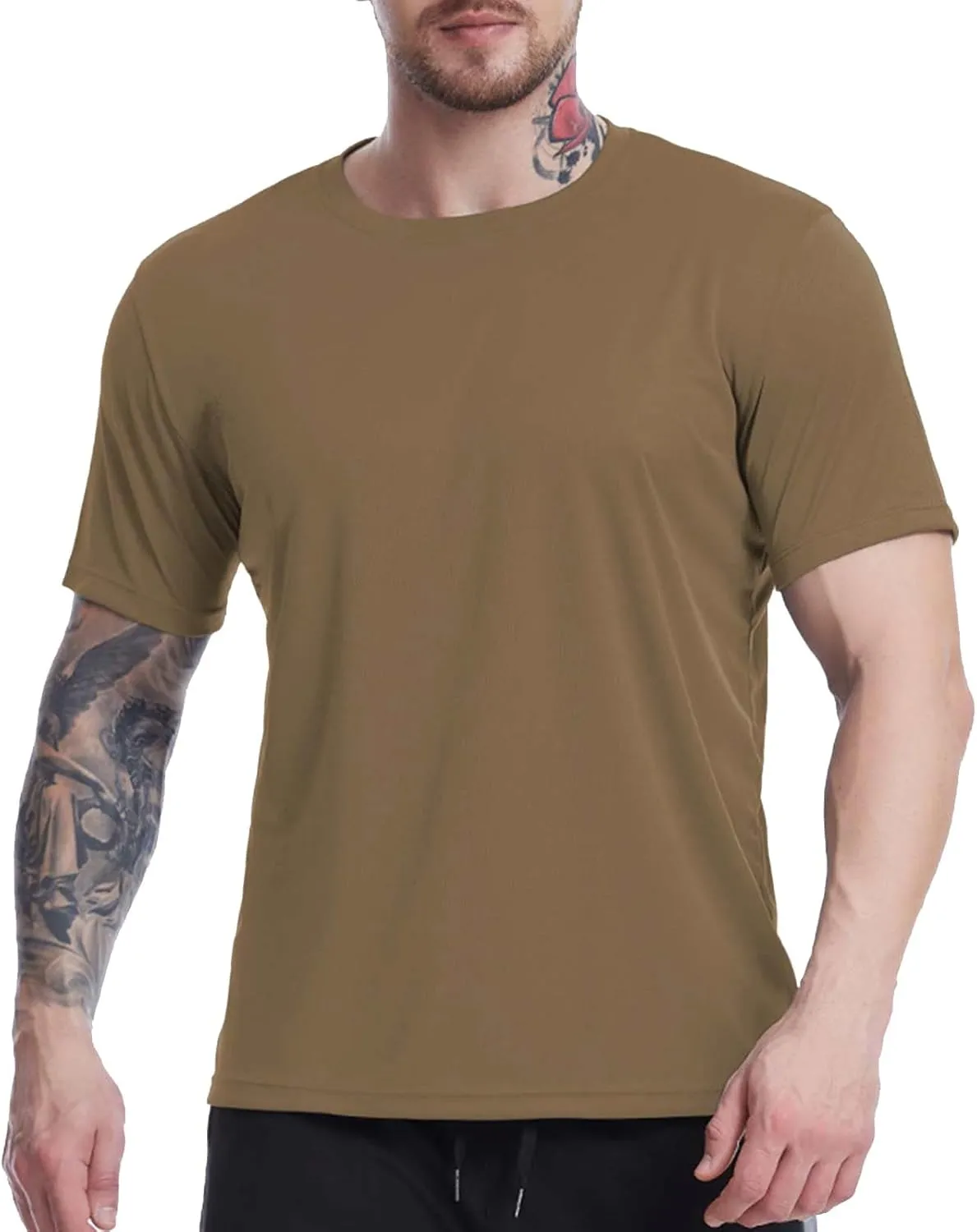 Mens Compression Shirts Short Sleeve Solid Breathable Moisture Wicking Basketball Training Tops Loose Fit Summer Sport Tees