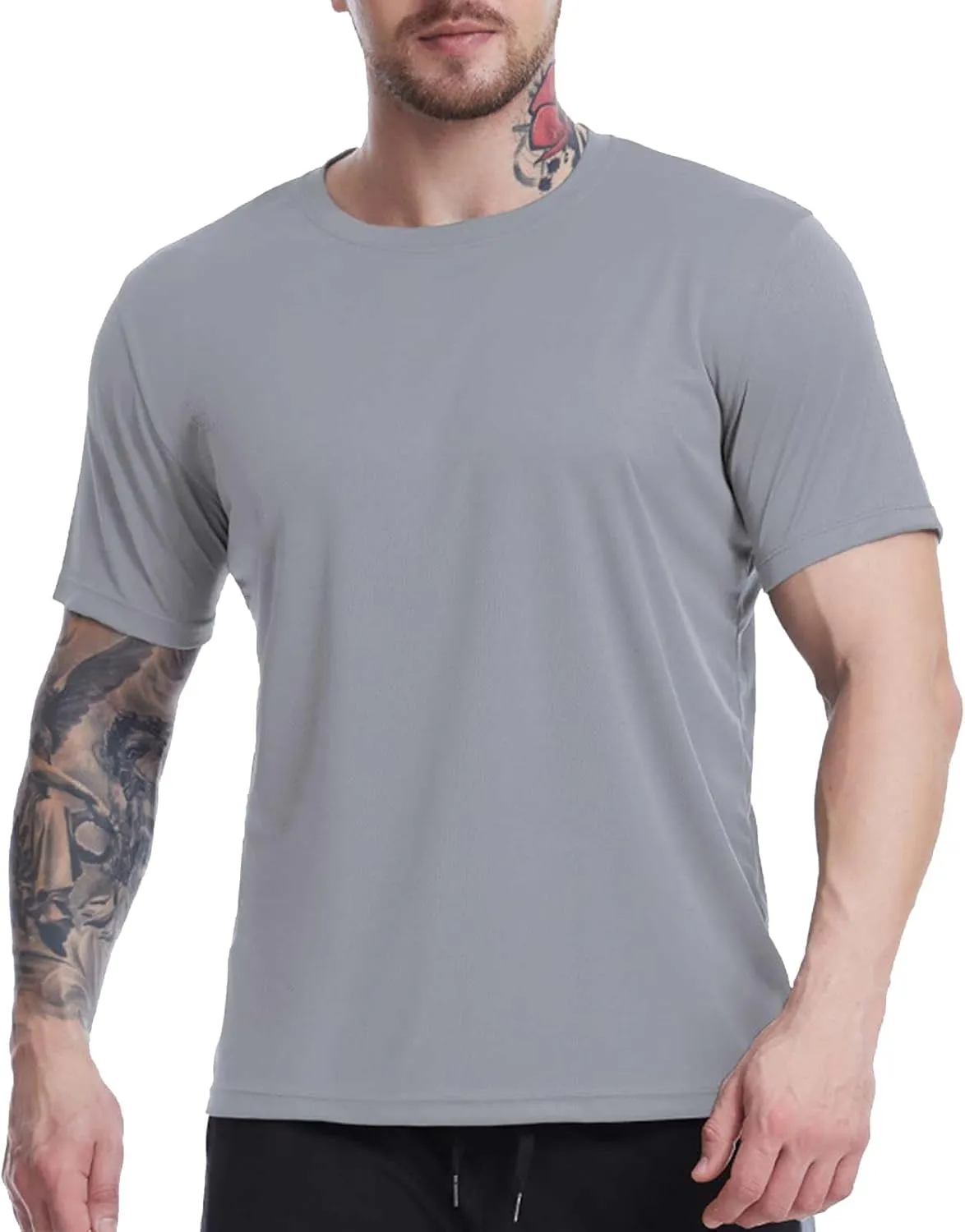 Mens Compression Shirts Short Sleeve Solid Breathable Moisture Wicking Basketball Training Tops Loose Fit Summer Sport Tees