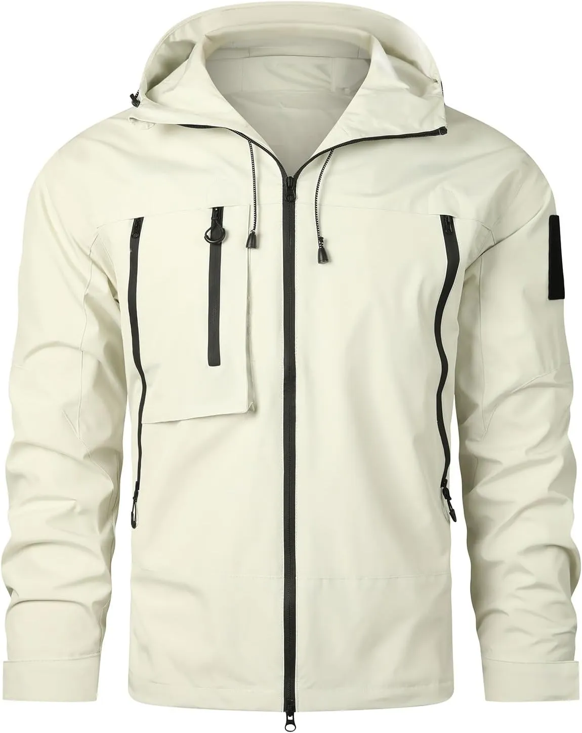 Men's Outdoor Waterproof Soft Shell Hooded Military Tactical Jacket Mountaineering Riding Windproof Work Coat Outwear