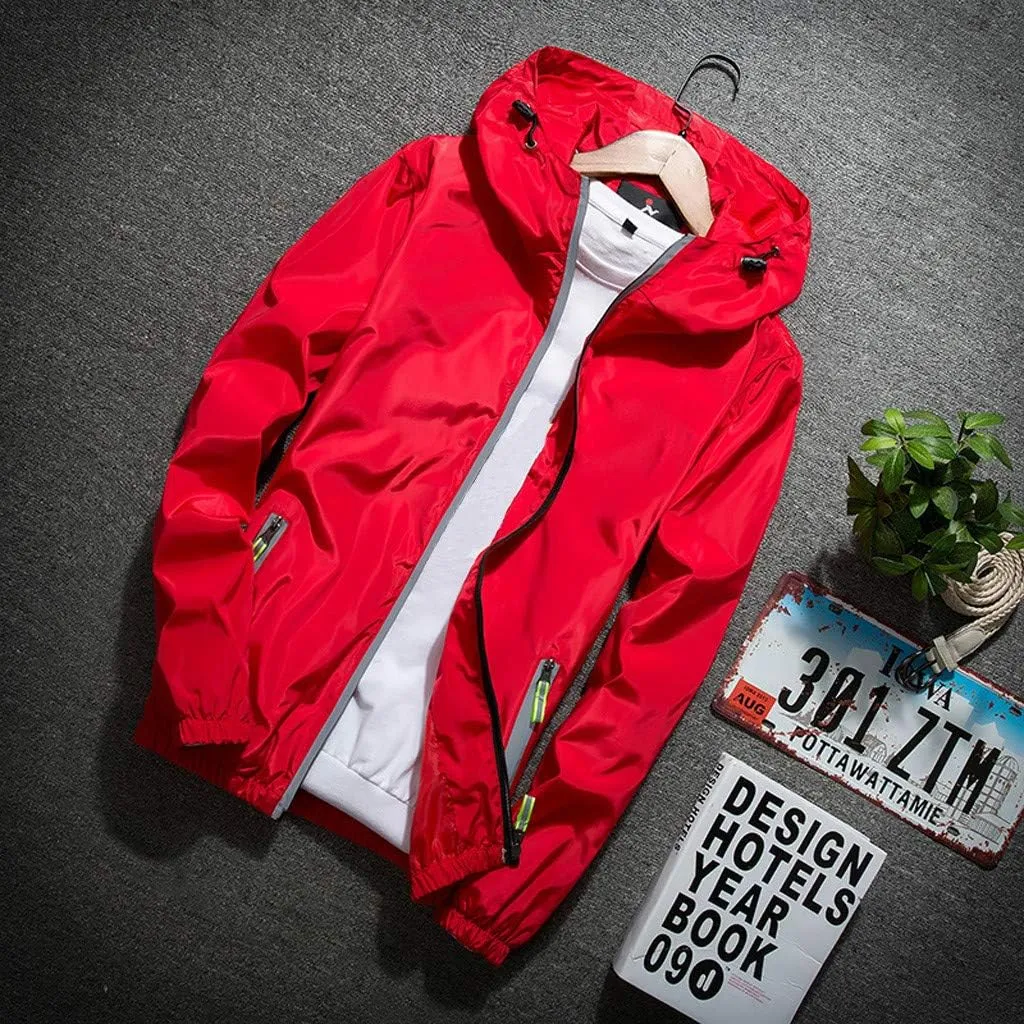 Mens Rain Jackets Waterproof With Hooded Lightweight Softshell Windbreaker Jacket Outdoor Athletic Hiking Coat