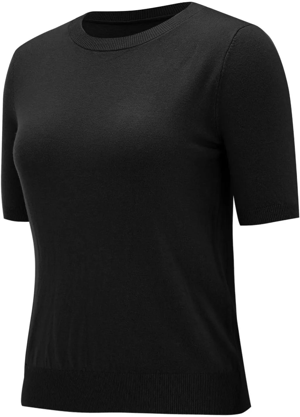 Short Sleeve Sweater for Women Crew Neck Pullover Sweaters Dressy Casual Loose Lightweight Ribbed Knit Sweater Tops