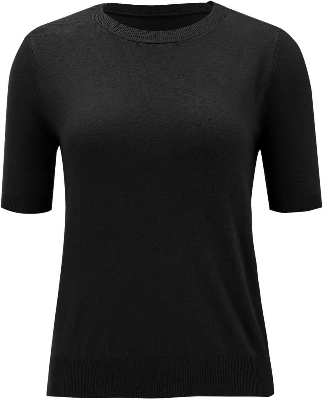 Short Sleeve Sweater for Women Crew Neck Pullover Sweaters Dressy Casual Loose Lightweight Ribbed Knit Sweater Tops