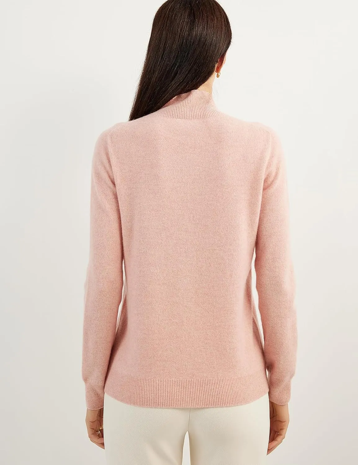 Women's 100% Pure Cashmere Sweater Mock Neck Long Sleeve Warm Leisure 2025 Fall Winter Knit Pullover