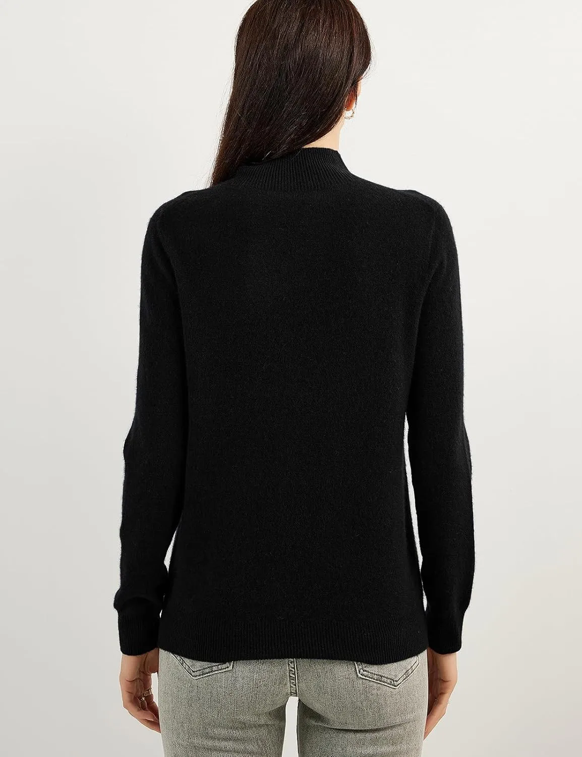 Women's 100% Pure Cashmere Sweater Mock Neck Long Sleeve Warm Leisure 2025 Fall Winter Knit Pullover