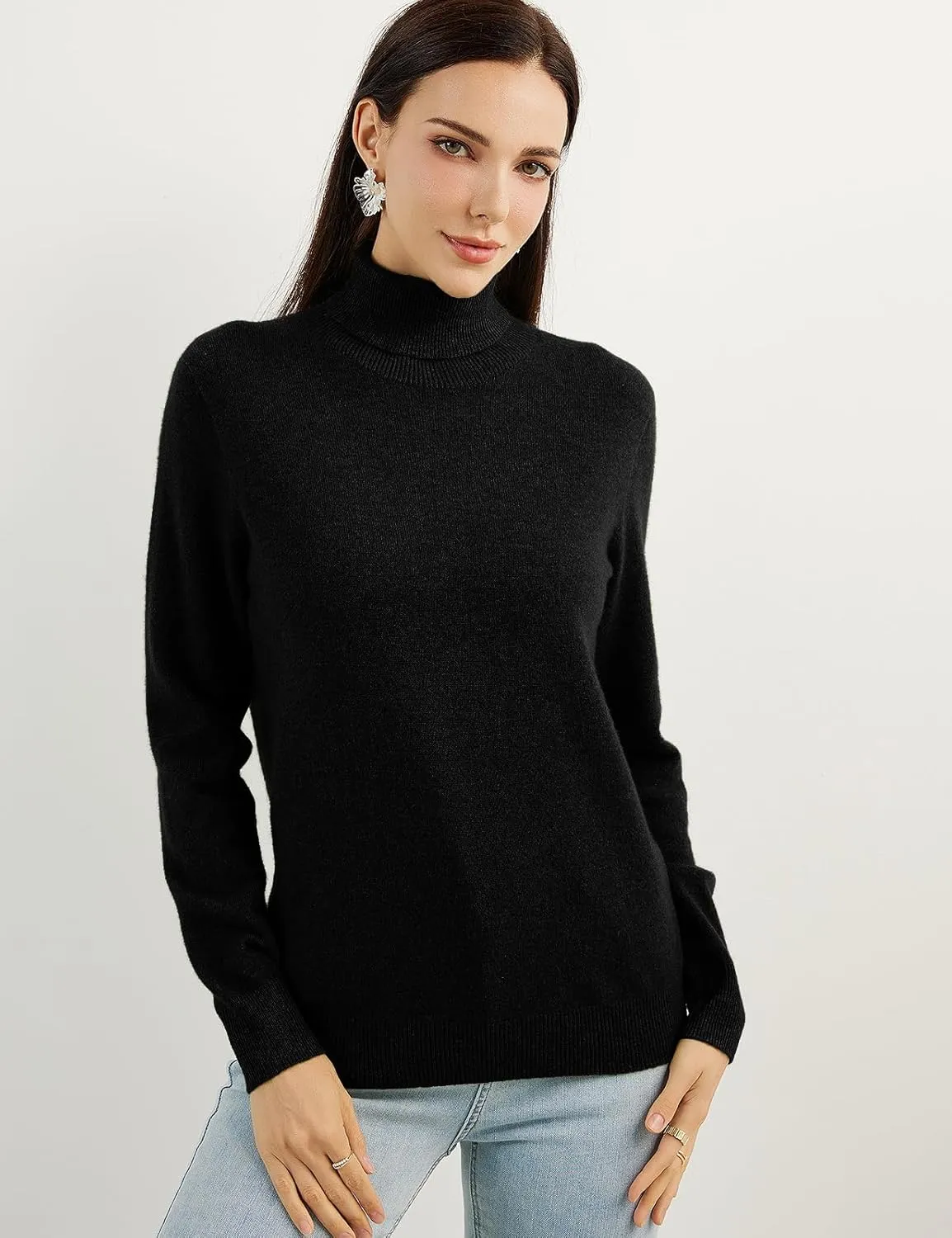 Women's 100% Pure Cashmere Sweater Turtleneck Long Sleeve Warm Soft 2025 Fall Winter Knit Pullover