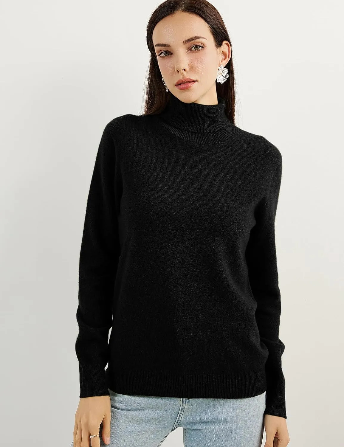Women's 100% Pure Cashmere Sweater Turtleneck Long Sleeve Warm Soft 2025 Fall Winter Knit Pullover