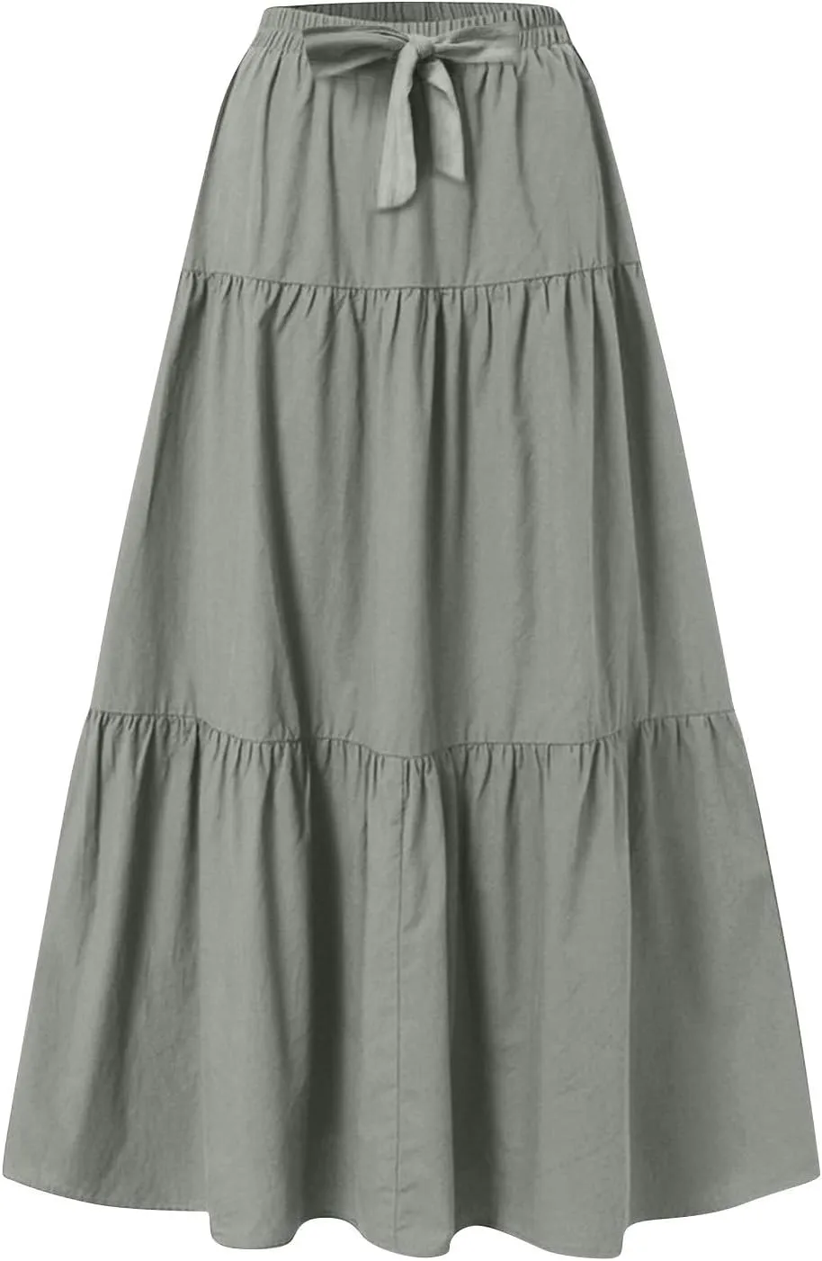 Womens High Waisted Basic Maxi Skirts 2025 Pleated Elastic Waist A-Line Skirt Trendy Summer Flowy Swing Long Skirts