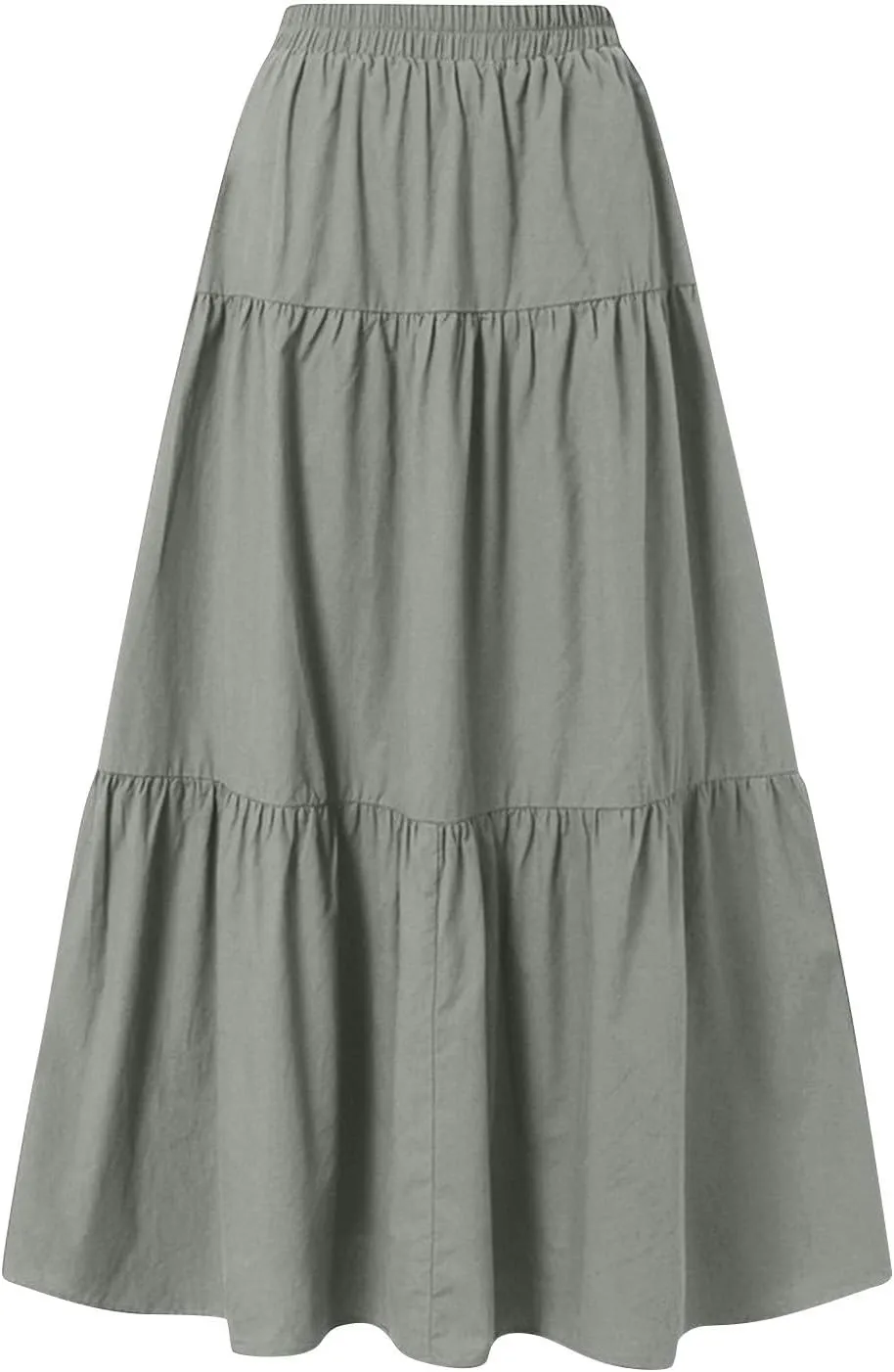 Womens High Waisted Basic Maxi Skirts 2025 Pleated Elastic Waist A-Line Skirt Trendy Summer Flowy Swing Long Skirts