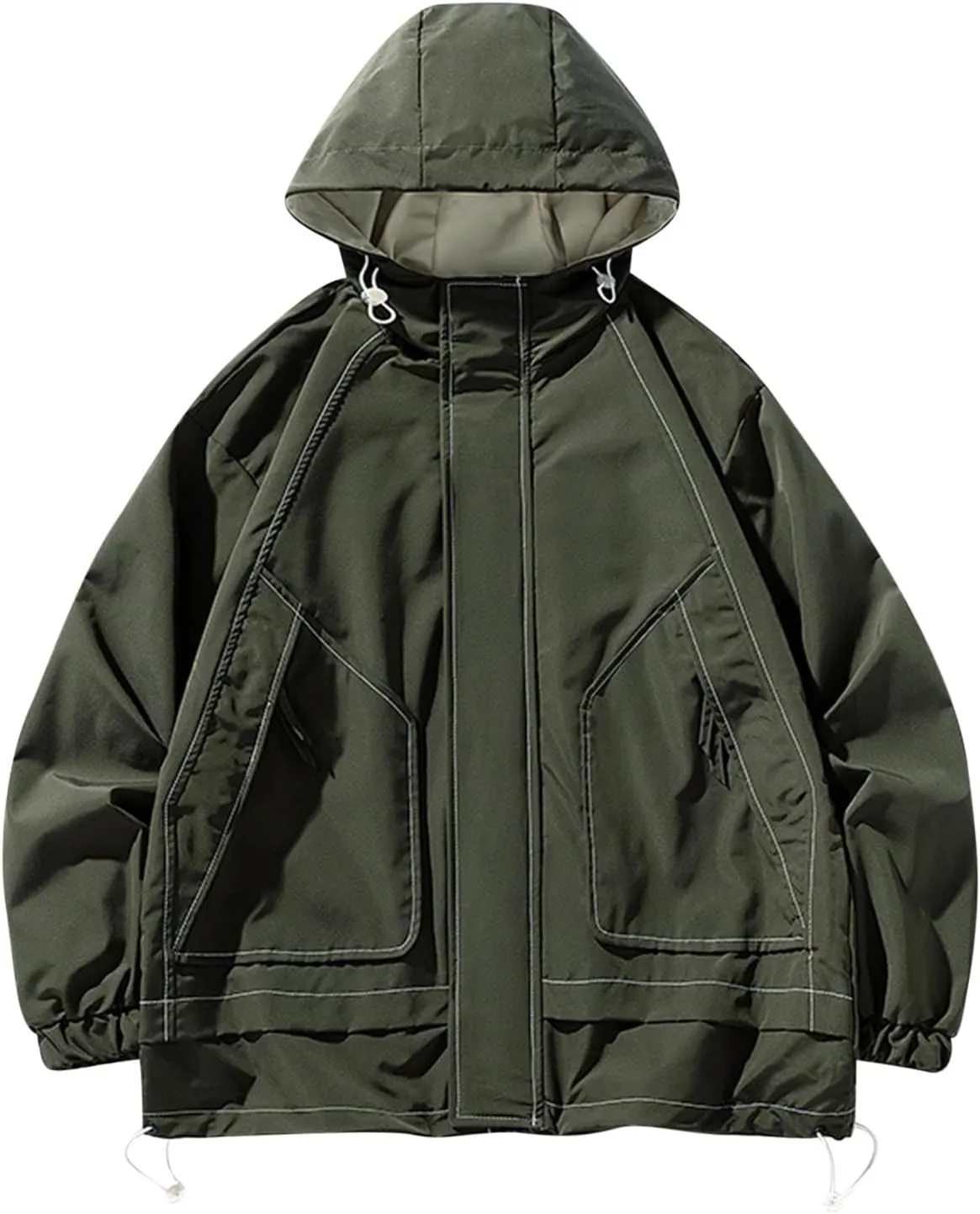 Zeiyignr Men's Lightweight Hoodie Jacket Full Zip Hooded Outdoor Hiking Windbreaker Jackets Casual Cargo Coats Outerwear